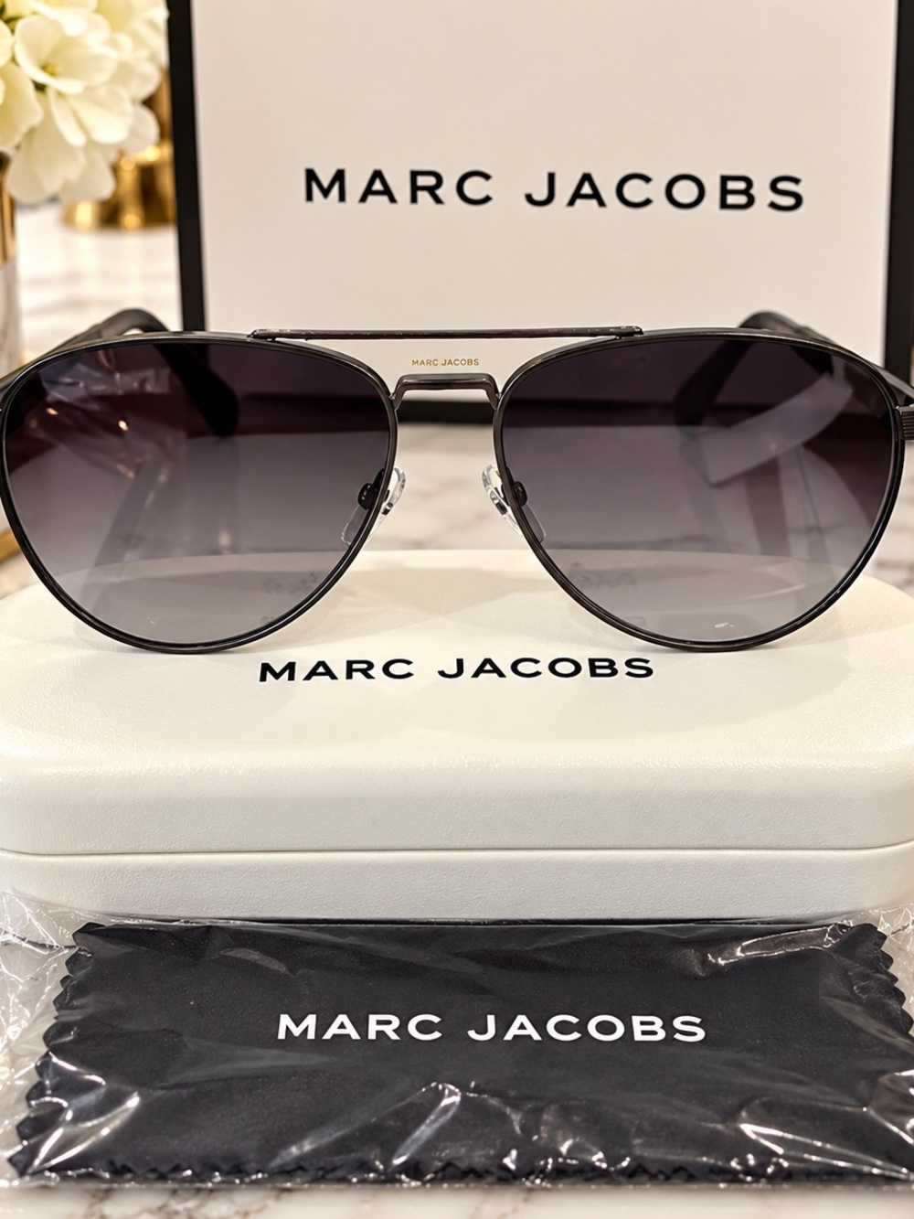 Marc Jacobs Men’s Aviator Sunglasses - Black Gradient Lenses